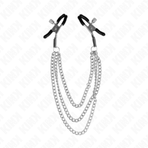Zdjęcie produktu - Kink – Zaciski na Sutki z 3 Łańcuchami Srebrne, 20/23/28 cm